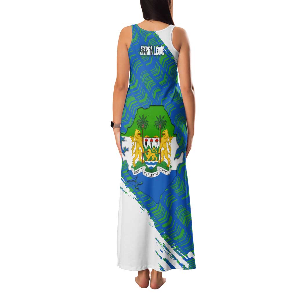 Sierra Leone Crest Tank Maxi Dress with National Coat of Arms and Flag Colors