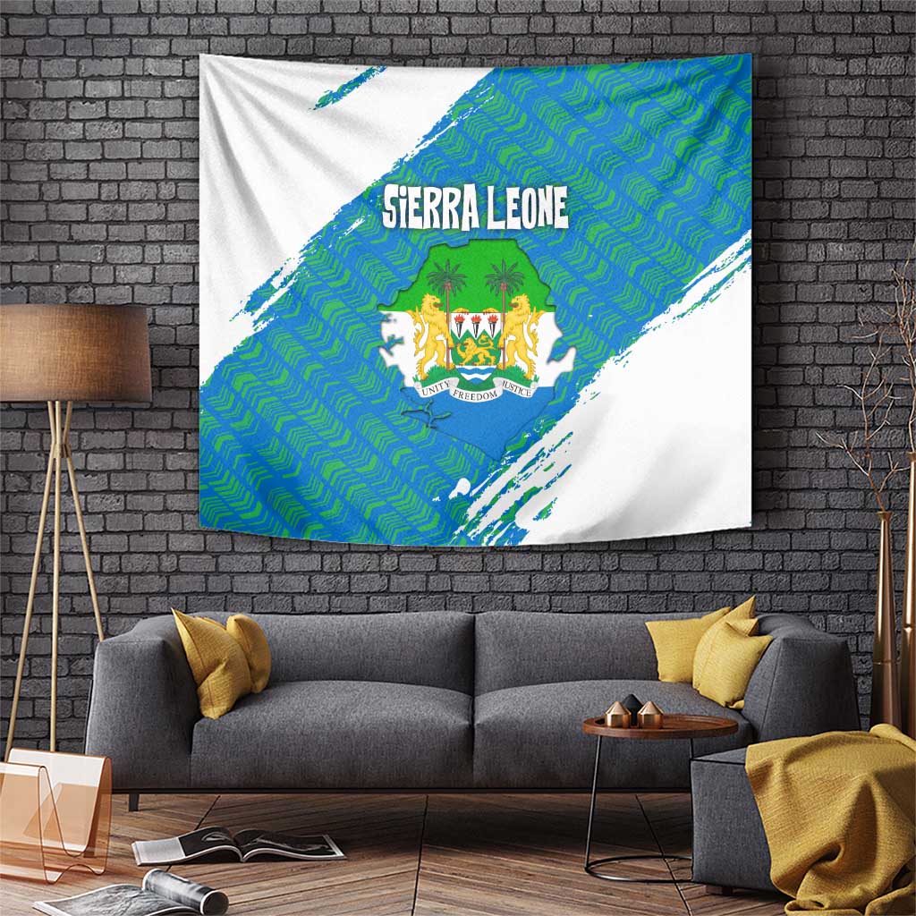 Sierra Leone Crest Tapestry with National Coat of Arms and Flag Colors