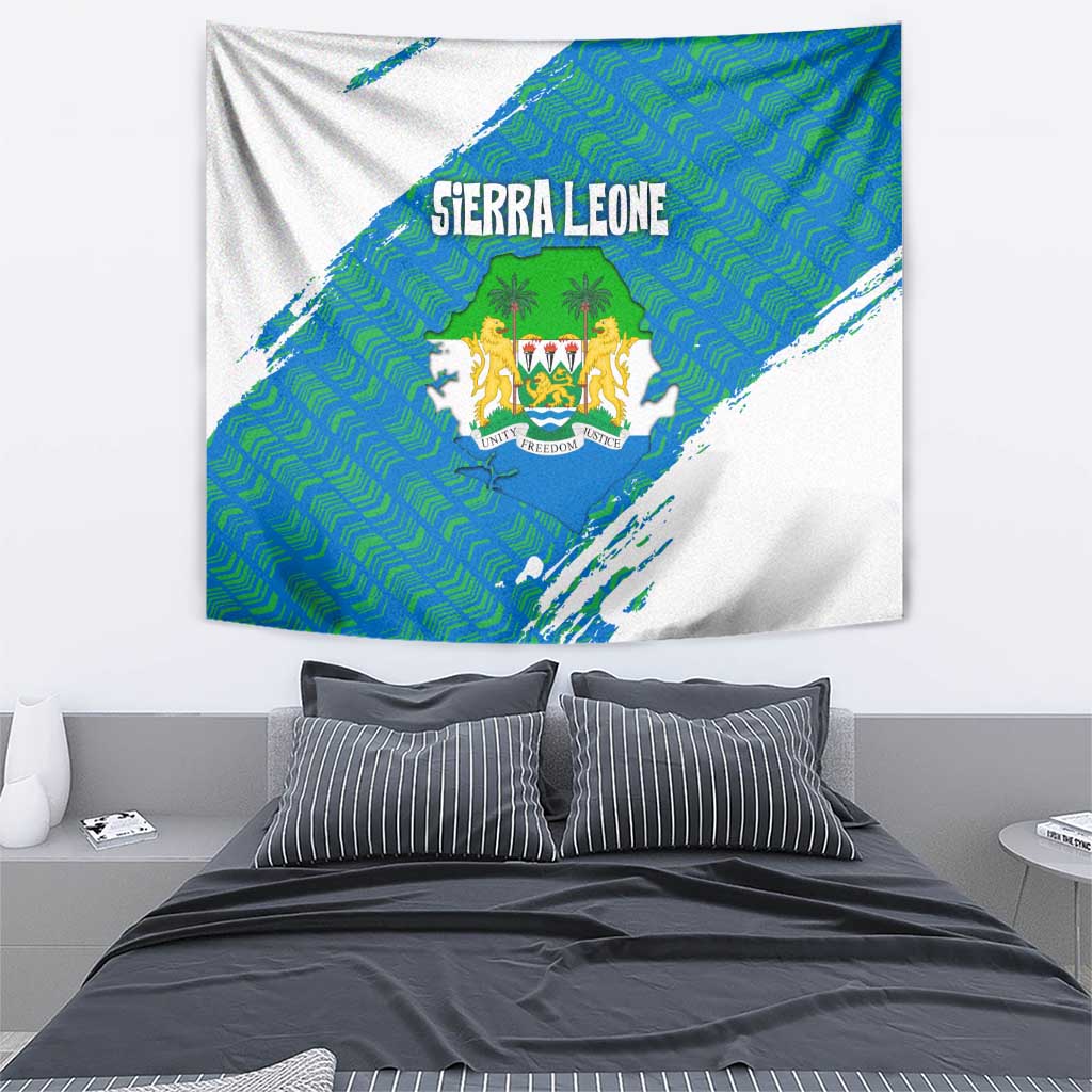 Sierra Leone Crest Tapestry with National Coat of Arms and Flag Colors