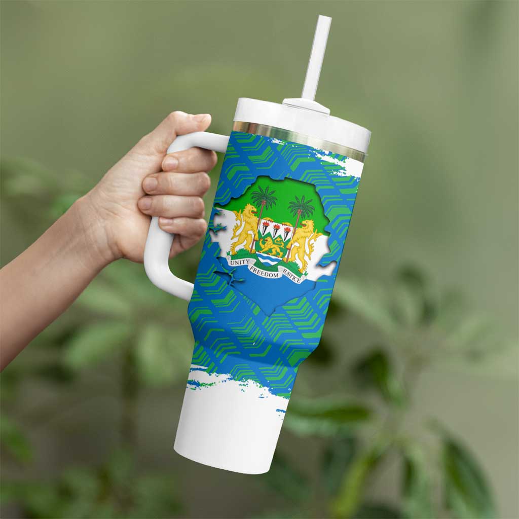 Sierra Leone Crest Tumbler With Handle with National Coat of Arms and Flag Colors