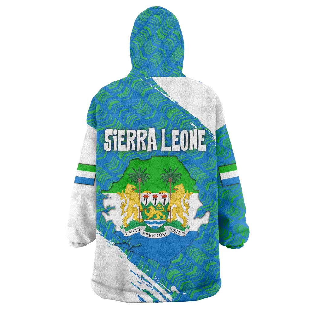 Sierra Leone Crest Wearable Blanket Hoodie with National Coat of Arms and Flag Colors