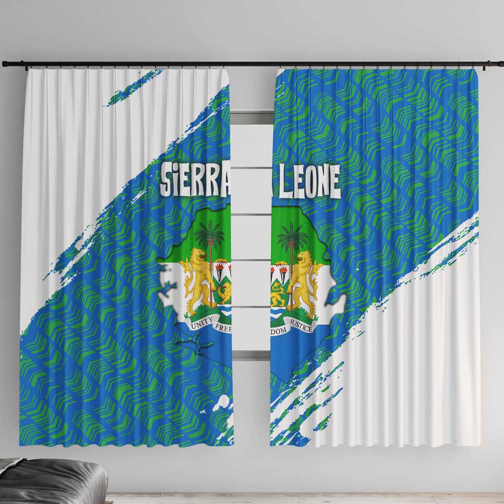 Sierra Leone Crest Window Curtain with National Coat of Arms and Flag Colors