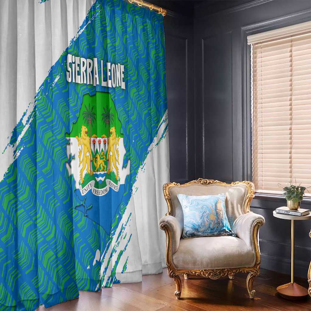 Sierra Leone Crest Window Curtain with National Coat of Arms and Flag Colors