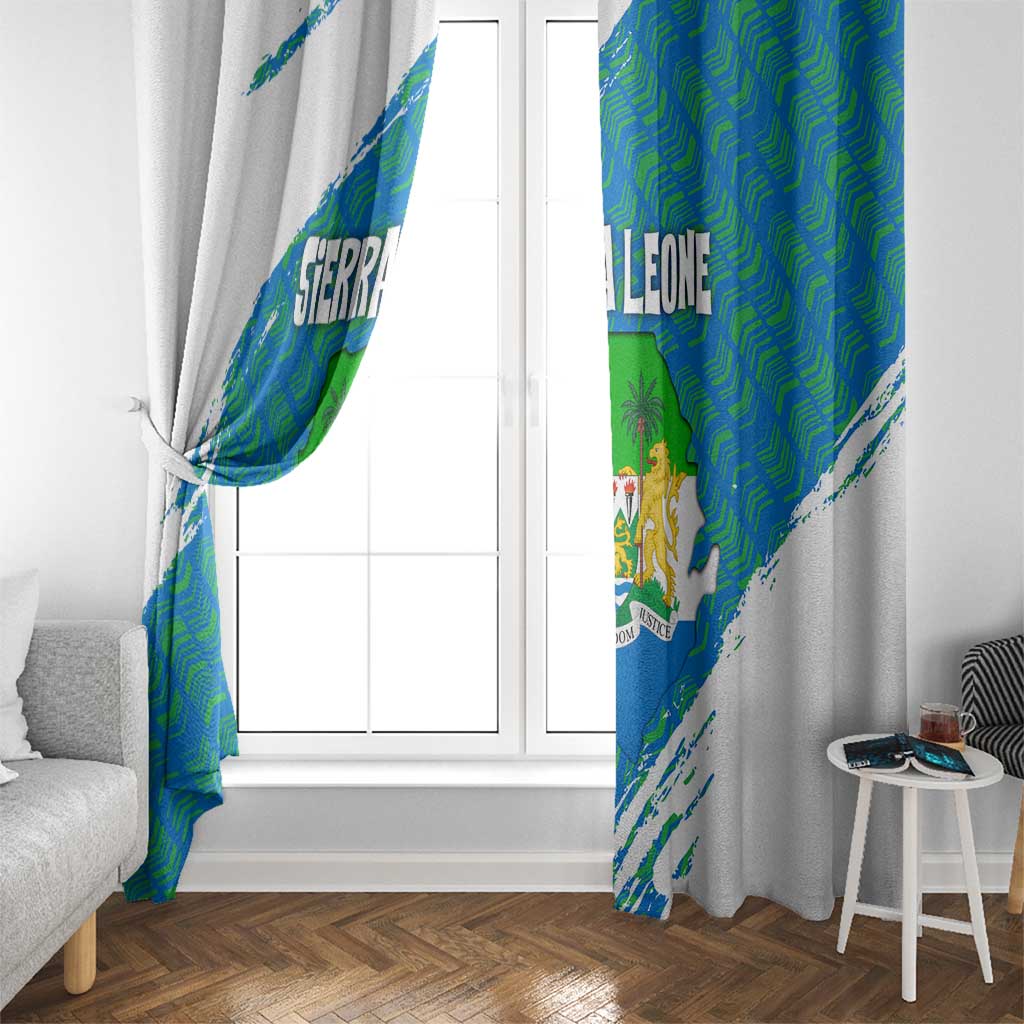 Sierra Leone Crest Window Curtain with National Coat of Arms and Flag Colors