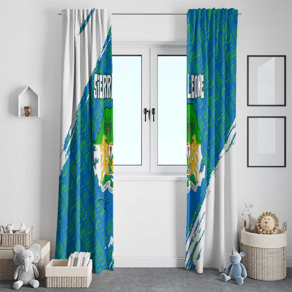 Sierra Leone Crest Window Curtain with National Coat of Arms and Flag Colors