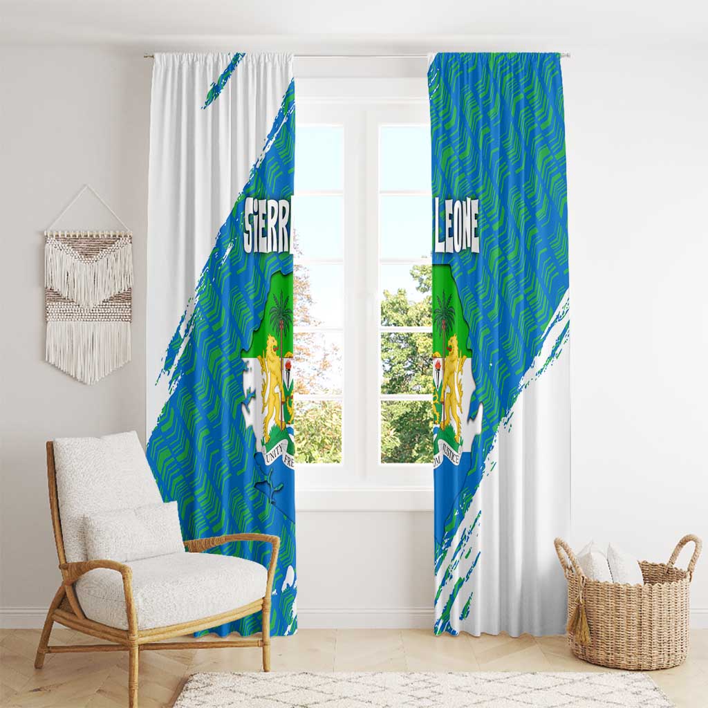 Sierra Leone Crest Window Curtain with National Coat of Arms and Flag Colors