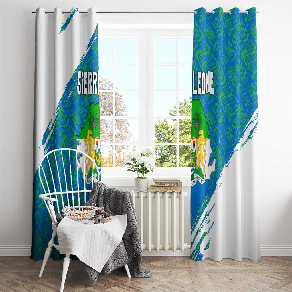 Sierra Leone Crest Window Curtain with National Coat of Arms and Flag Colors