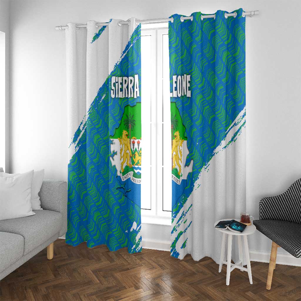 Sierra Leone Crest Window Curtain with National Coat of Arms and Flag Colors