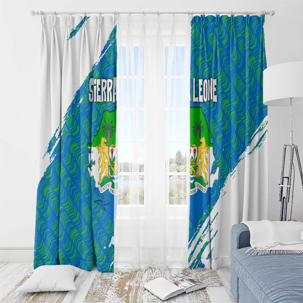 Sierra Leone Crest Window Curtain with National Coat of Arms and Flag Colors