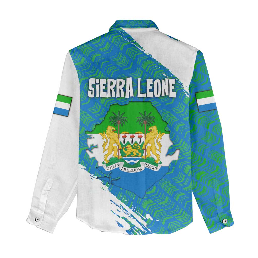 Sierra Leone Crest Women Casual Shirt with National Coat of Arms and Flag Colors