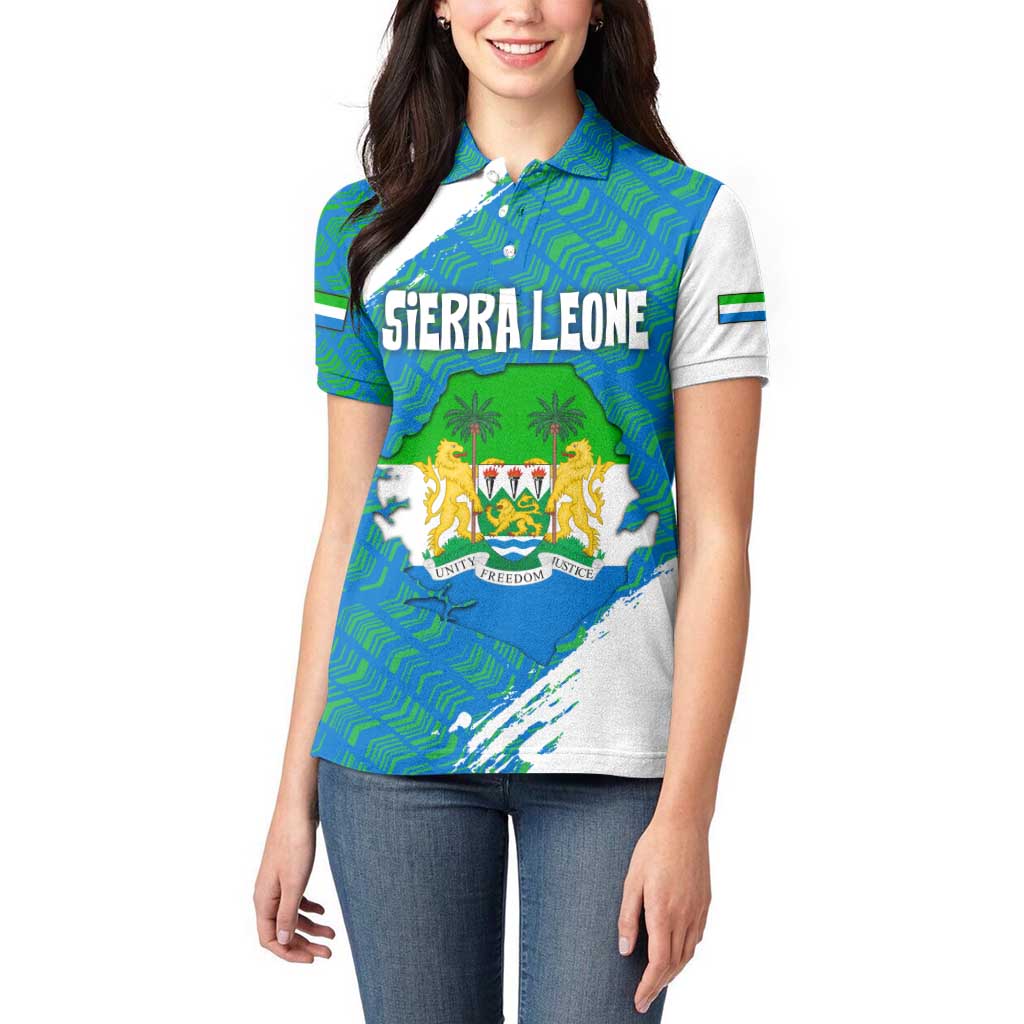 Sierra Leone Crest Women Polo Shirt with National Coat of Arms and Flag Colors