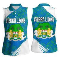 Sierra Leone Crest Women Sleeveless Polo Shirt with National Coat of Arms and Flag Colors
