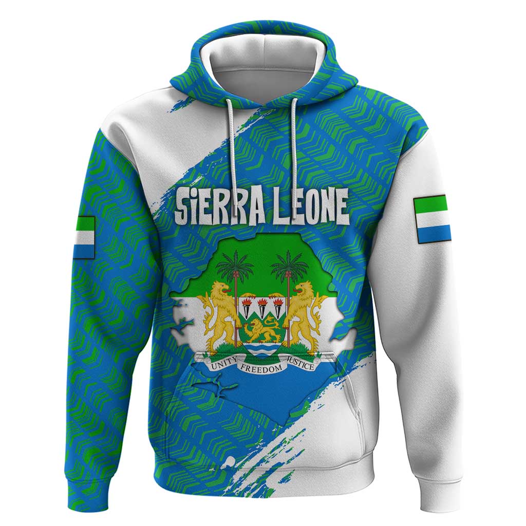 Sierra Leone Crest Zip Hoodie with National Coat of Arms and Flag Colors