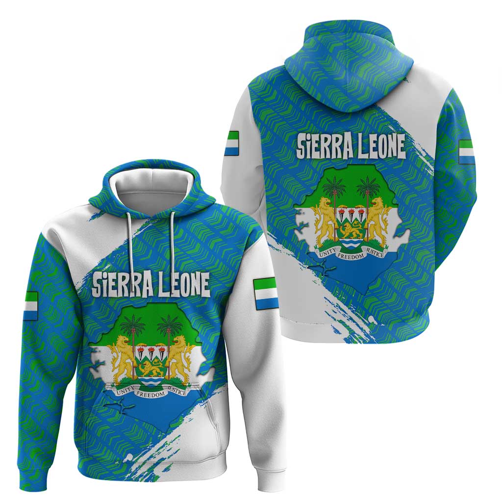 Sierra Leone Crest Zip Hoodie with National Coat of Arms and Flag Colors
