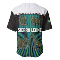 Sierra Leone Baseball Jersey with Tribal Animal Pattern Featuring Lion Elephant Giraffe and Monkey