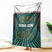 Sierra Leone Blanket with Tribal Animal Pattern Featuring Lion Elephant Giraffe and Monkey