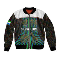 Sierra Leone Bomber Jacket with Tribal Animal Pattern Featuring Lion Elephant Giraffe and Monkey