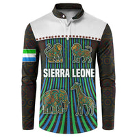 Sierra Leone Button Sweatshirt with Tribal Animal Pattern Featuring Lion Elephant Giraffe and Monkey