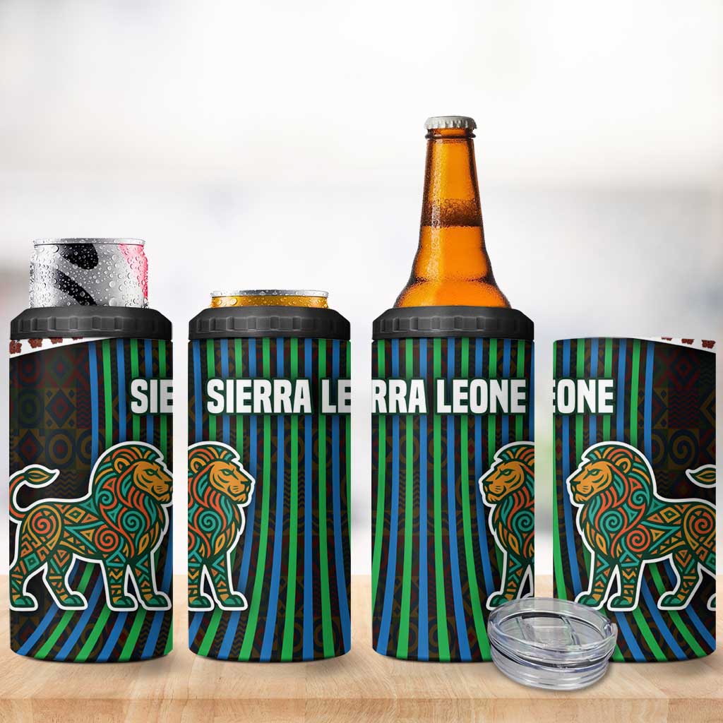 Sierra Leone 4 in 1 Can Cooler Tumbler with Tribal Animal Pattern Featuring Lion Elephant Giraffe and Monkey