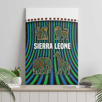 Sierra Leone Canvas Wall Art with Tribal Animal Pattern Featuring Lion Elephant Giraffe and Monkey