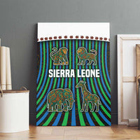 Sierra Leone Canvas Wall Art with Tribal Animal Pattern Featuring Lion Elephant Giraffe and Monkey