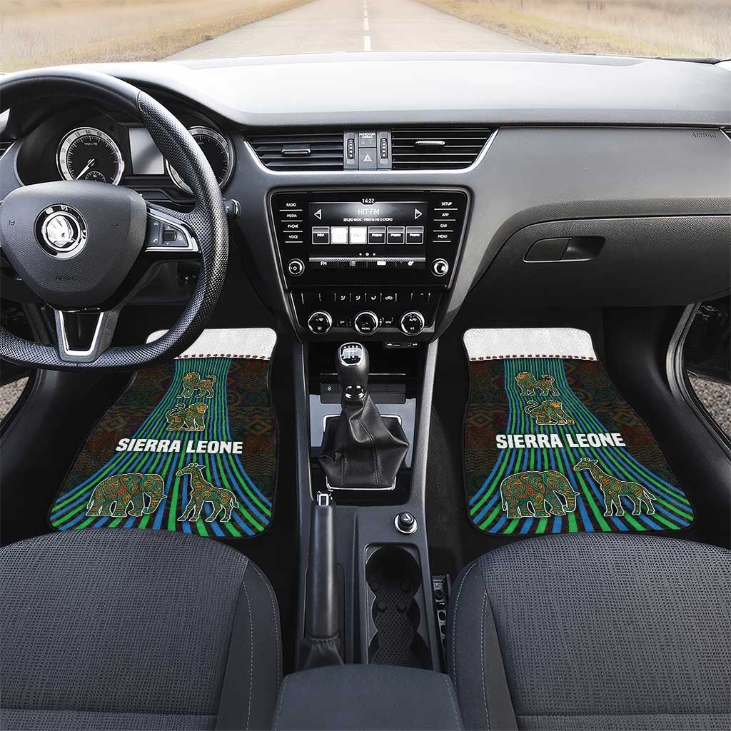 Sierra Leone Car Mats with Tribal Animal Pattern Featuring Lion Elephant Giraffe and Monkey