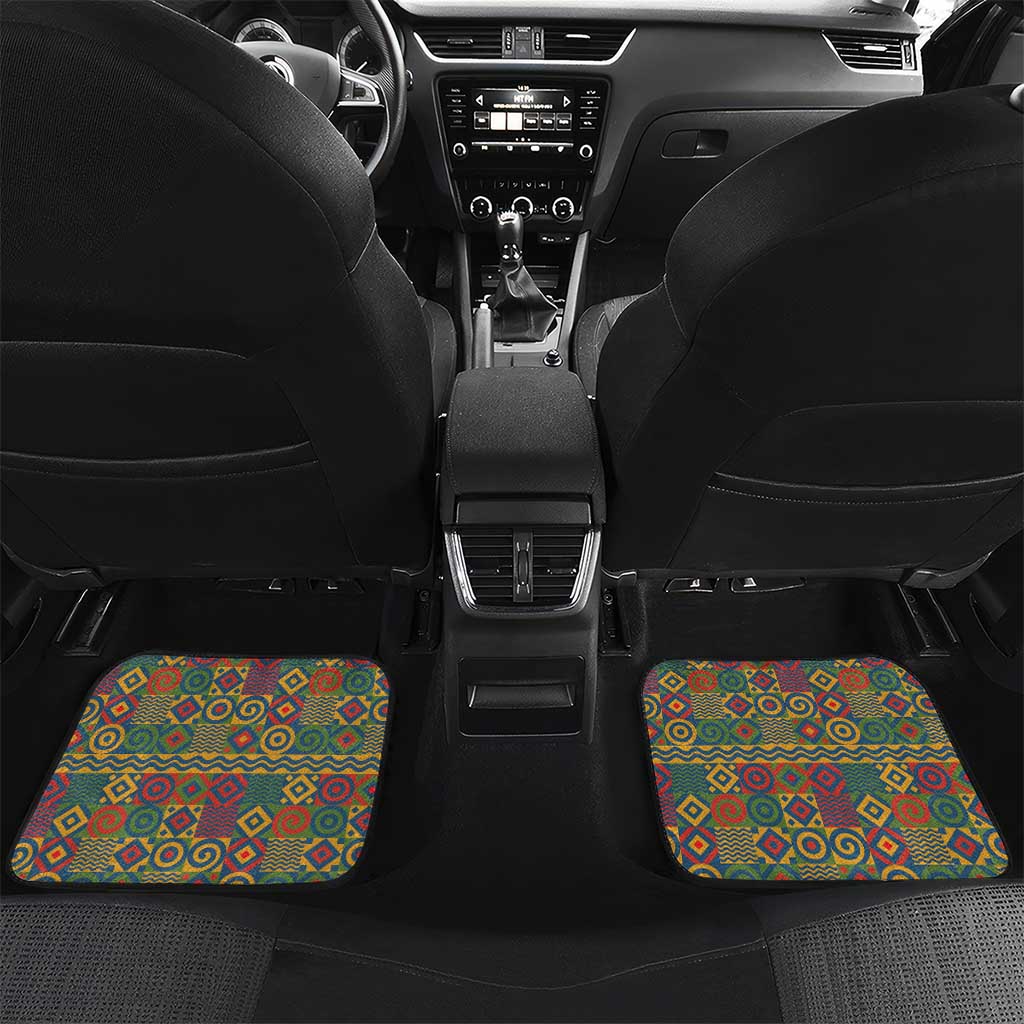 Sierra Leone Car Mats with Tribal Animal Pattern Featuring Lion Elephant Giraffe and Monkey