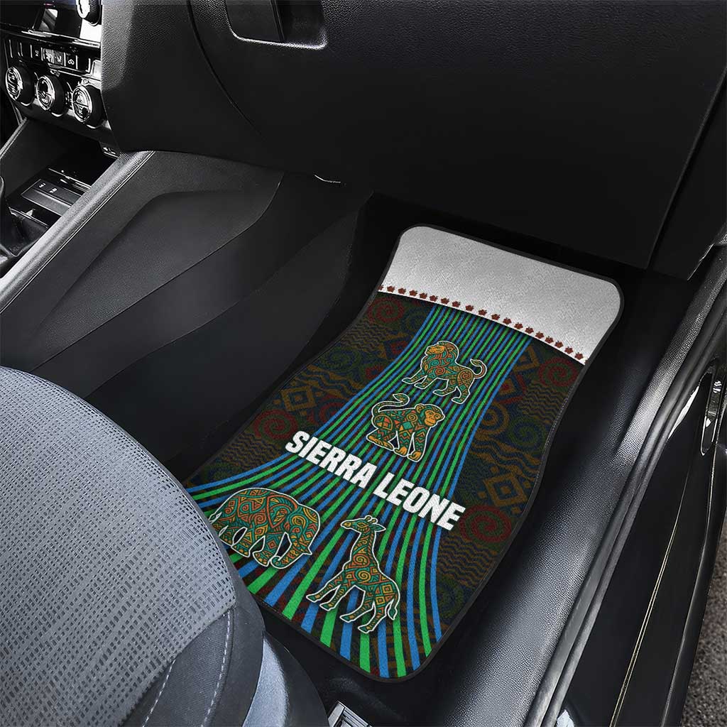Sierra Leone Car Mats with Tribal Animal Pattern Featuring Lion Elephant Giraffe and Monkey