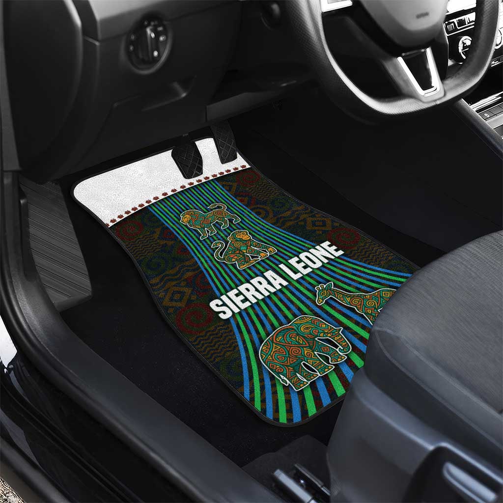 Sierra Leone Car Mats with Tribal Animal Pattern Featuring Lion Elephant Giraffe and Monkey