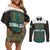 Sierra Leone Couples Matching Off Shoulder Short Dress and Long Sleeve Button Shirt with Tribal Animal Pattern Featuring Lion Elephant Giraffe and Monkey