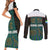 Sierra Leone Couples Matching Short Sleeve Bodycon Dress and Long Sleeve Button Shirt with Tribal Animal Pattern Featuring Lion Elephant Giraffe and Monkey