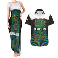 Sierra Leone Couples Matching Tank Maxi Dress and Hawaiian Shirt with Tribal Animal Pattern Featuring Lion Elephant Giraffe and Monkey