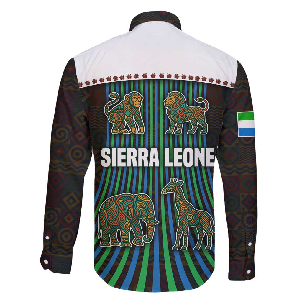 Sierra Leone Family Matching Mermaid Dress and Hawaiian Shirt with Tribal Animal Pattern Featuring Lion Elephant Giraffe and Monkey