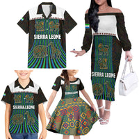 Sierra Leone Family Matching Off The Shoulder Long Sleeve Dress and Hawaiian Shirt with Tribal Animal Pattern Featuring Lion Elephant Giraffe and Monkey