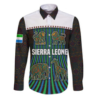 Sierra Leone Family Matching Off The Shoulder Long Sleeve Dress and Hawaiian Shirt with Tribal Animal Pattern Featuring Lion Elephant Giraffe and Monkey