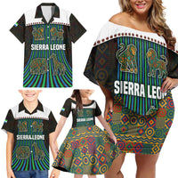 Sierra Leone Family Matching Off Shoulder Short Dress and Hawaiian Shirt with Tribal Animal Pattern Featuring Lion Elephant Giraffe and Monkey