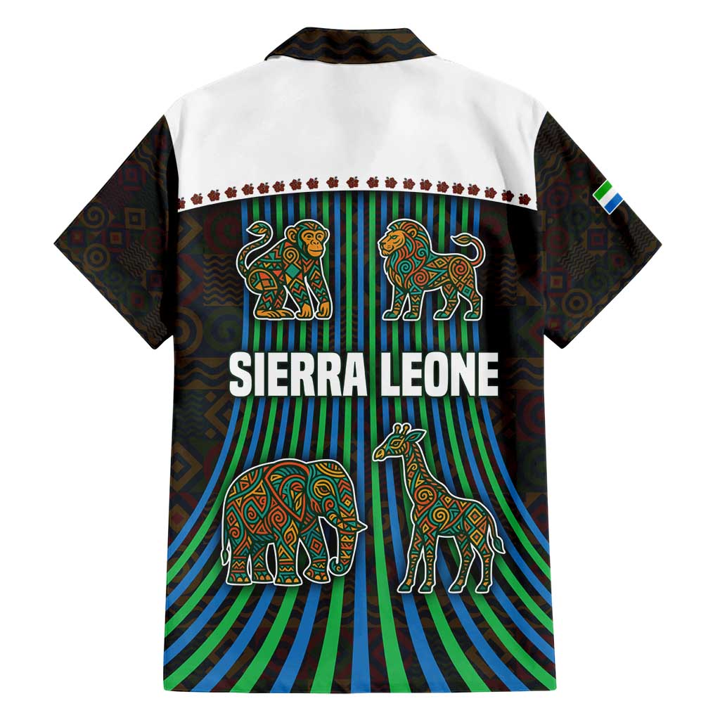 Sierra Leone Family Matching Off Shoulder Short Dress and Hawaiian Shirt with Tribal Animal Pattern Featuring Lion Elephant Giraffe and Monkey