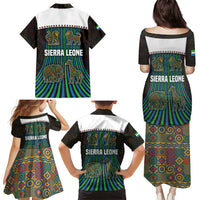 Sierra Leone Family Matching Puletasi and Hawaiian Shirt with Tribal Animal Pattern Featuring Lion Elephant Giraffe and Monkey