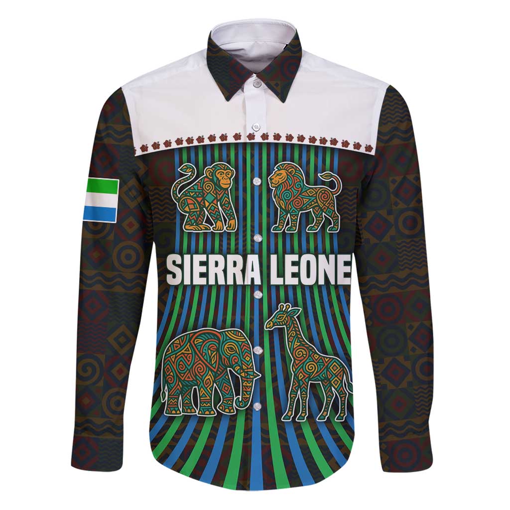 Sierra Leone Family Matching Puletasi and Hawaiian Shirt with Tribal Animal Pattern Featuring Lion Elephant Giraffe and Monkey