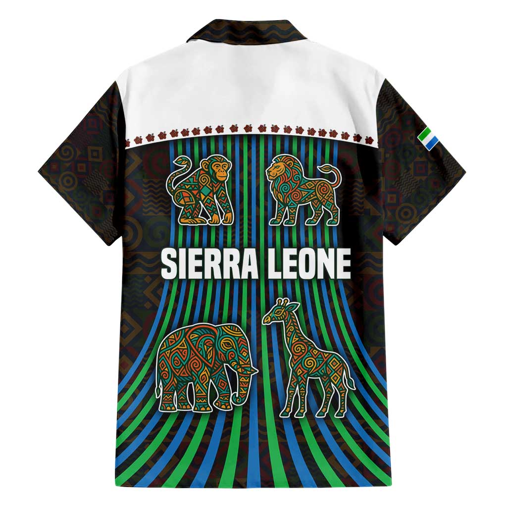 Sierra Leone Family Matching Short Sleeve Bodycon Dress and Hawaiian Shirt with Tribal Animal Pattern Featuring Lion Elephant Giraffe and Monkey