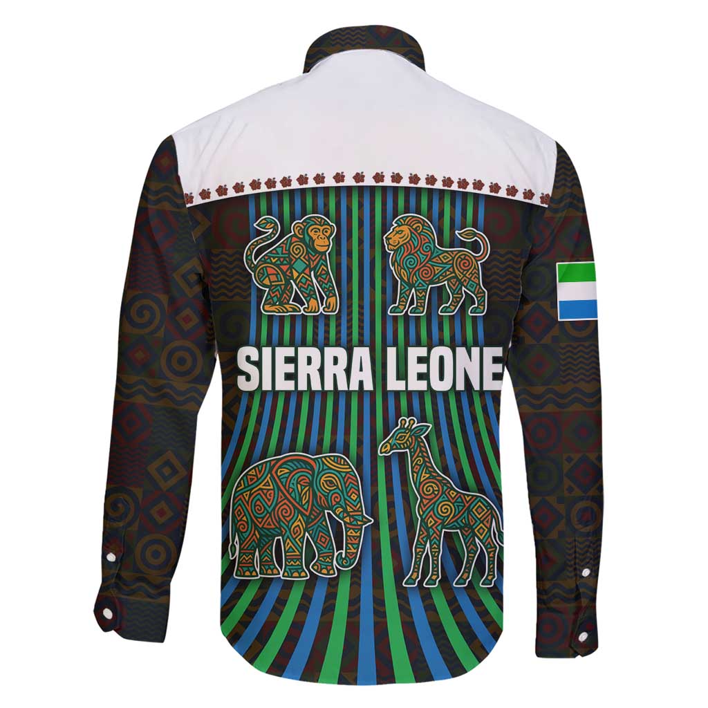 Sierra Leone Family Matching Short Sleeve Bodycon Dress and Hawaiian Shirt with Tribal Animal Pattern Featuring Lion Elephant Giraffe and Monkey