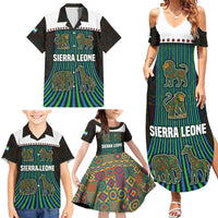 Sierra Leone Family Matching Summer Maxi Dress and Hawaiian Shirt with Tribal Animal Pattern Featuring Lion Elephant Giraffe and Monkey