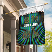 Sierra Leone Garden Flag with Tribal Animal Pattern Featuring Lion Elephant Giraffe and Monkey