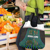 Sierra Leone Grocery Bag with Tribal Animal Pattern Featuring Lion Elephant Giraffe and Monkey