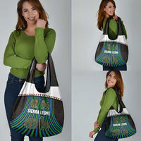 Sierra Leone Grocery Bag with Tribal Animal Pattern Featuring Lion Elephant Giraffe and Monkey