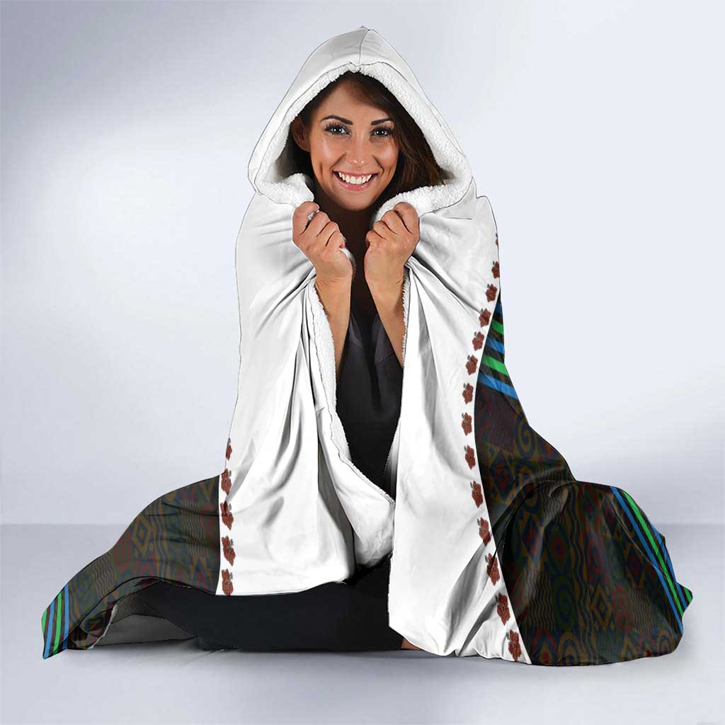 Sierra Leone Hooded Blanket with Tribal Animal Pattern Featuring Lion Elephant Giraffe and Monkey