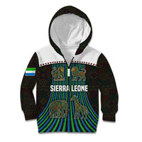 Sierra Leone Kid Hoodie with Tribal Animal Pattern Featuring Lion Elephant Giraffe and Monkey