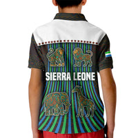 Sierra Leone Kid Polo Shirt with Tribal Animal Pattern Featuring Lion Elephant Giraffe and Monkey