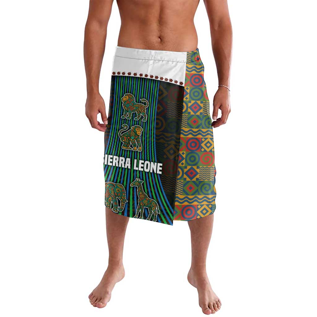 Sierra Leone Lavalava with Tribal Animal Pattern Featuring Lion Elephant Giraffe and Monkey