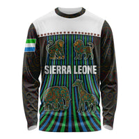 Sierra Leone Long Sleeve Shirt with Tribal Animal Pattern Featuring Lion Elephant Giraffe and Monkey